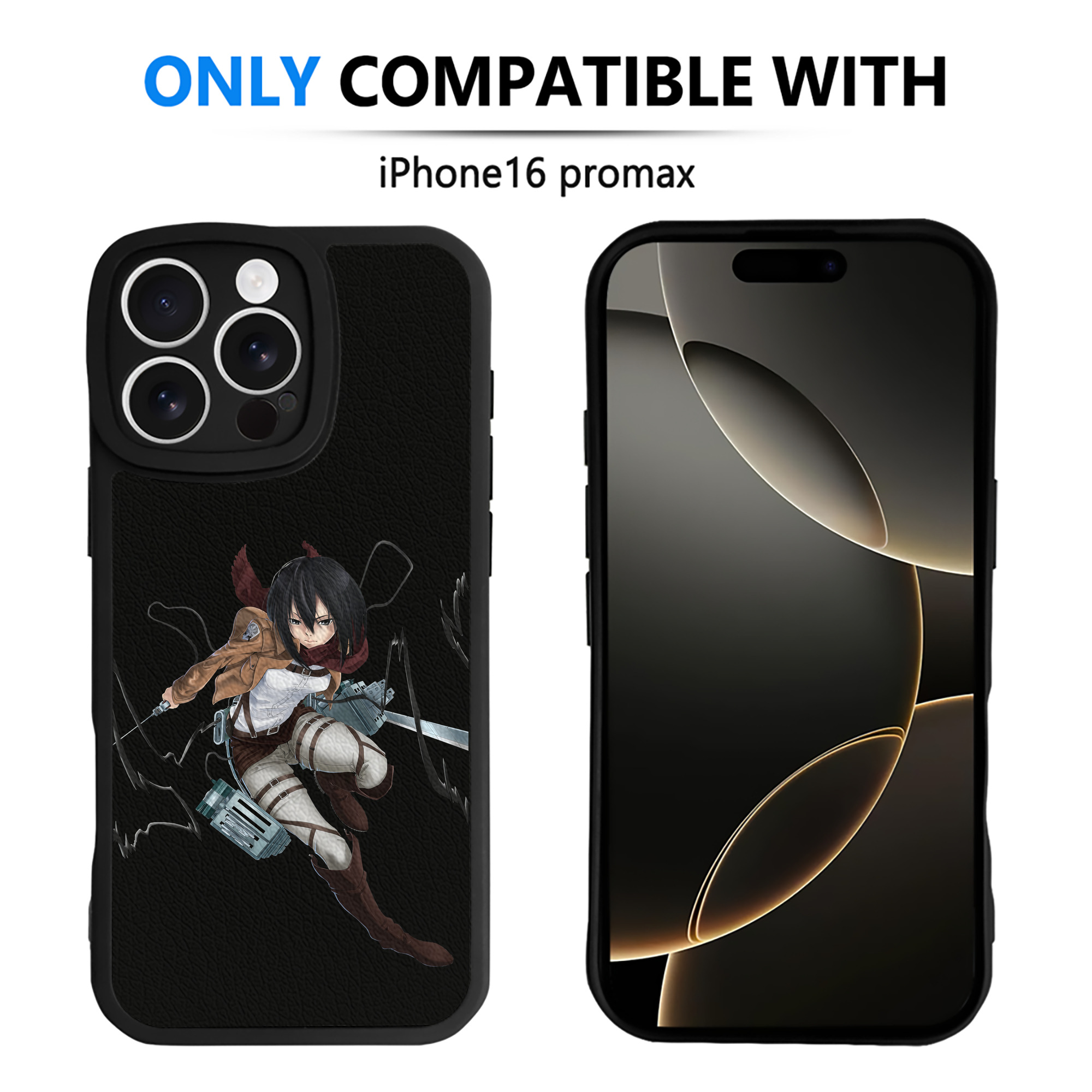 （画像用） 進撃の巨人 ミカサ·アッカーマン Attack on Titan Mikasa Ackerman 【iPhone 16シリーズ対応】シリコンスマホケース（レザー調） 材質：シリコン